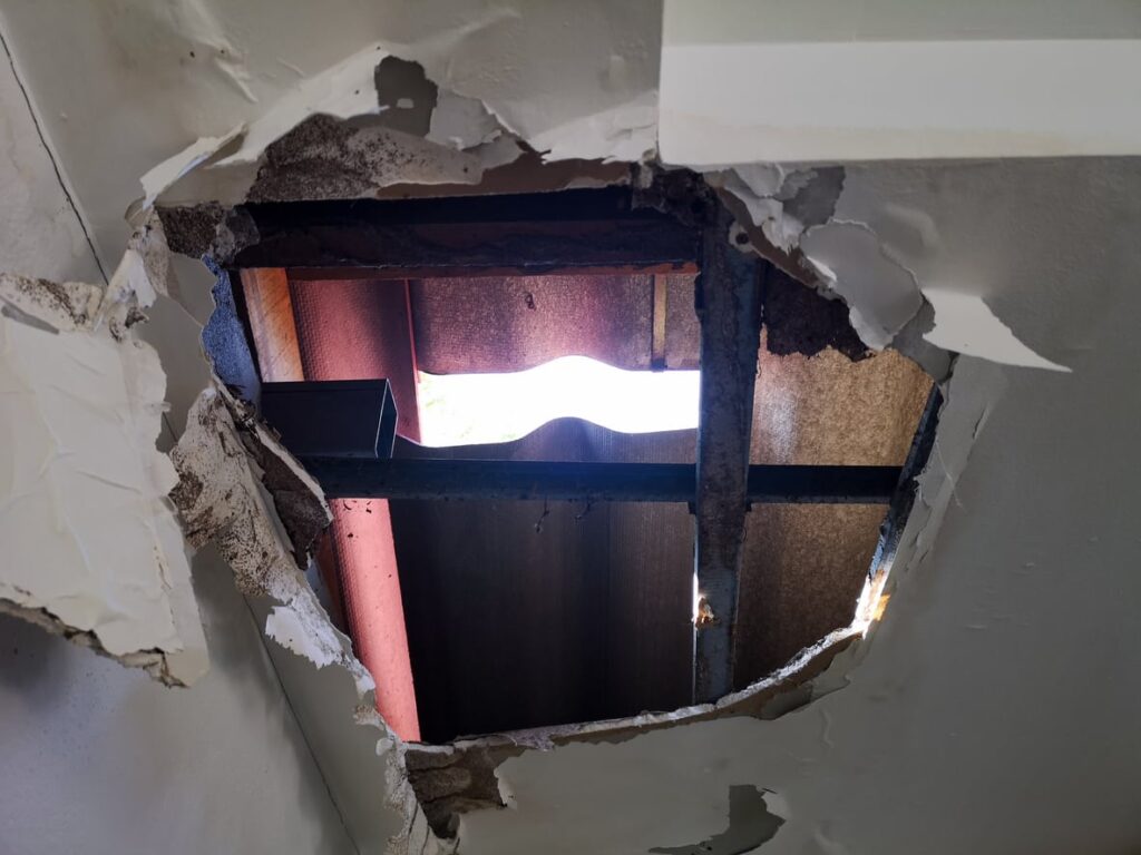 Large Hole in the roof causing ceiling collapse